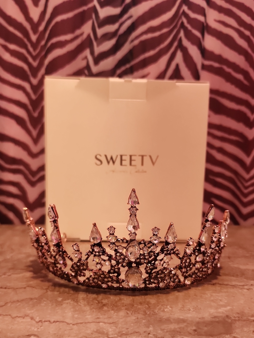 SWEETV Bronze Crystal Crown Tiara